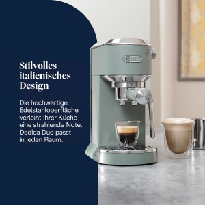 Espressor cafea DeLonghi Dedica Duo, compact, 15cm latime, verde - Img 2