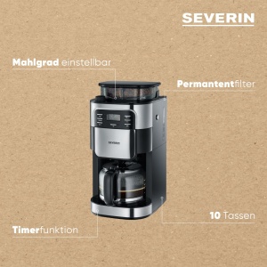 Espressor cafea Severin KA 4810, 10 cesti, 1000W, inox si negru - Img 4