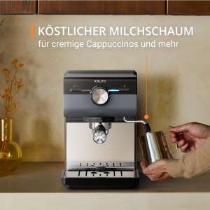 Espressor manual Krups Authentic XP384G10 15 bar Dark Silver functie spumare lapte - Img 6