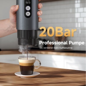 Espressor portabil AMZCHEF cu acumulator 20 Bar si afisaj digital - Img 3