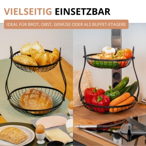 Etajera pentru fructe Westmark Doppio, 2 niveluri, neagra, 32.5 x 34.5 cm - Img 3