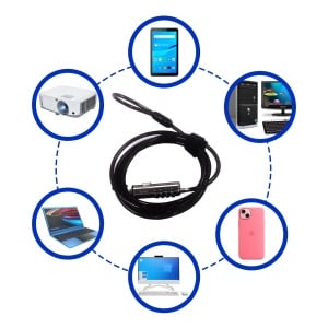 Ewent Laptop Lock Incuietoare cu combinatie pentru laptop, cablu de securitate cu incuietoare cu combinatie, cablu de securitate pentru notebook-uri, tablete, PC-uri, proiectoare, antifurt cu cablu rezistent la taiere de 1,8 m - Img 5