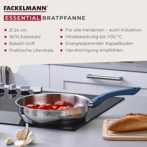 Fackelmann Bratpfanne Essential 24 cm Otel Inoxidabil Maner Ergonomic - Img 3