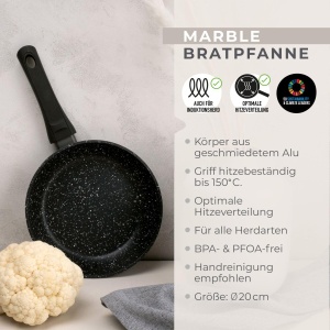 Fackelmann Bratpfanne Marble 20 cm Inductie Antiaderenta AnthracitAlb - Img 3