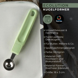 Fackelmann Ecolution Kugelausstecher - Formator pentru fructe si unt 18x3 cm Mint - Img 4