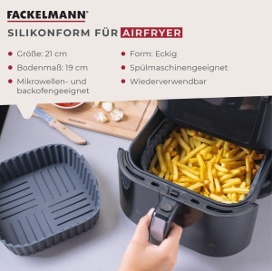 Fackelmann Forma din Silicon pentru Friteuza cu Aer Cald 19 cm Gri Rezistenta la Temperaturi Inalte - Img 3