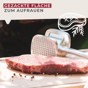 Fackelmann Fragezitor de carne cu manere moale pentru a preveni alunecarea - Ciocan de carne cu suprafata aspra si neteda - Aplatizator de carne pentru placare si atingere, negru - Img 5