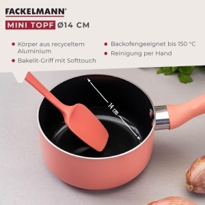Fackelmann Mini Topf O14 cm aluminiu reciclat ceramica roz - Img 2