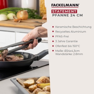 Fackelmann Tigaie Statement 24cm Aluminiu Reciclat Antiaderenta Inductie - Img 3