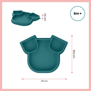 Farfurie de invatare Babymoov ISY PLATE, 3 compartimente, silicon, albastru - Img 5