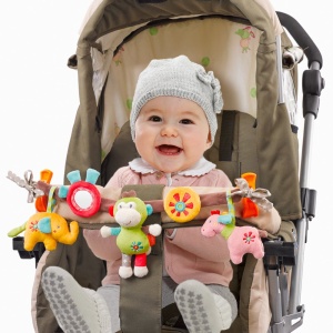 Fehn Carucior Lant de jucarie Safari - Lant mobil pentru bebelusi cu figurine dragute de agatat pe carucior, scaun auto pentru copii sau patut - Accesorii carucior pentru bebelusi si copii de la 0+ luni - Img 3