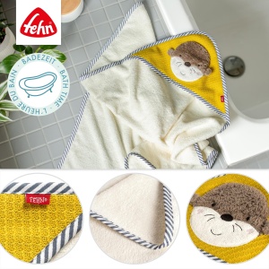 Fehn Kapuzenbadetuch Otter 80x80 cm Frottee cu Kapusa si Motiv Otter - Img 5