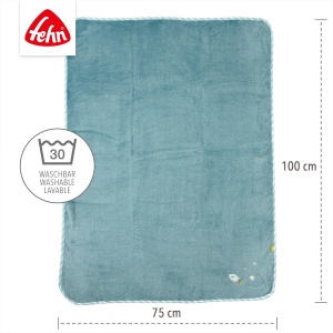 Fehn Kuscheldecke Fledermaus 100x75 cm Material moale si calduros Albastru - Img 7