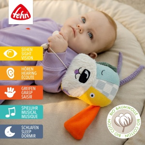Fehn Mini-Spieluhr Hund 044010 Jucarie muzicala din bumbac organic melodia Guter Mond - Img 2