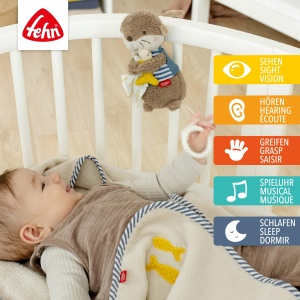 Fehn Mini Spieluhr Otter 047011 Jucarie muzicala pentru bebelusi cu melodia Brahms Wiegenlied - Img 2
