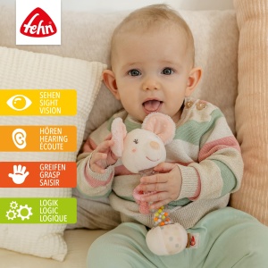 Fehn Regenmacher Maus 045086 Jucarie interactiva pentru bebelusi cu efect Glow-in-the-dark - Img 2