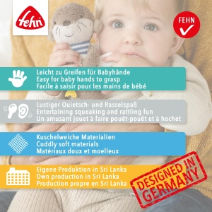 Fehn Stabgreifling Otter Theo 047073 Jucarie pentru Bebelusi cu Rassel si Quietsche - Img 6