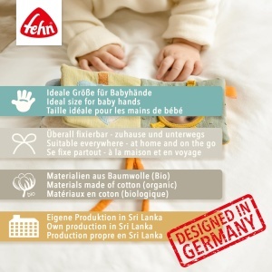 Fehn Stoffbuch Hund Natur 044041 Carte senzoriala din bumbac organic pentru bebelusi - Img 6