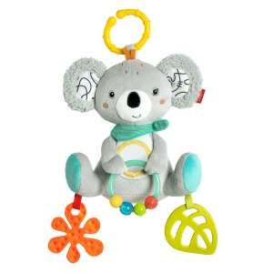 Fehn Toy Baby Koala - Jucarie pentru abilitati motorii cu inel de atasare - Jucarie de joaca cu elemente de prindere - Jucarii pentru bebelusi pentru a musca, apuca si descoperi - Jucarie de plus pentru bebelusi si copii mici de la 3+ luni