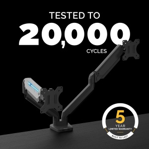 Fellowes Monitor Mount 2 monitoare de pana la 32 inchi (81,28 cm) fiecare - Brat pentru monitor seria Platinum cu arc cu gaz, porturi USB, montare cu clema sau iesire pentru cablu - negru - Img 7
