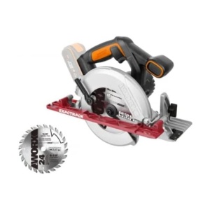 Ferastrau circular cu acumulator WORX WX530.9 20V - Ferastrau circular profesional cu adaptor de extractie - Ideal si pentru taieturi in unghi - Compatibil PowerShare - fara baterie si incarcator