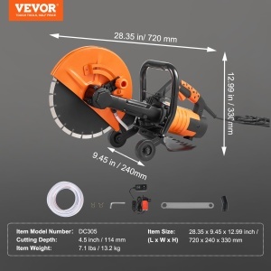 Ferastrau electric pentru beton VEVOR DC305, 2800 W, 305 mm, adancime taiere 114 mm - Img 7