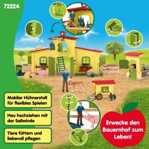 Ferma cu Hens si Boxa pentru Ponei Schleich 72224 123 Piese - Img 4
