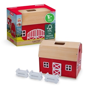 Ferma din lemn Schleich Farm World 42602 Set 7 piese cu grajd si garduri