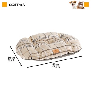 Ferplast Perna captusita pentru caini si pisici SCOTT 452 fata-verso model scotian catifea moale lavabila maro - Img 2