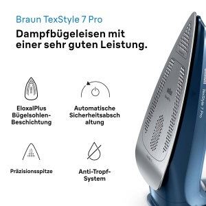 Fier de calcat Braun TexStyle 7 Pro SI 7160 BL, 3000W, albastru - Img 2