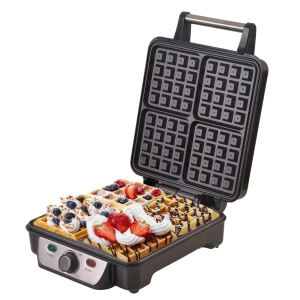 Fier de vafe ADLER Camry, putere maxima de 1500 W, control reglabil al temperaturii, 4 vafe, negru - Img 1