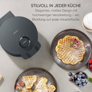 Fier de vafe SEVERIN Black Line, vafe cu inima, acoperire fara PFAS, cu indicator luminos, infasurator practic de cablu, 1.000 wati, negru/otel inoxidabil, WA 2117 - Img 4