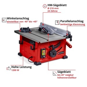Fierastrau circular de masa Einhell TC-TS 8 1200W 45mm cu aspirare si unghi reglabil - Img 2