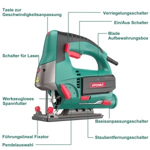 Fierastrau electric HYCHIKA 800W cu laser si 6 lame adancime taiere 110mm unghi reglabil -45deg pana la 45deg - Img 2