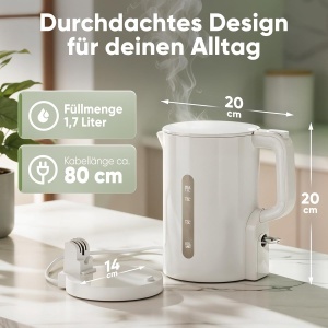 Fierbator apa Bomann WK 6090 CB, 1.7L, 2200W, alb, BPA free - Img 7