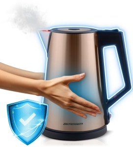 Fierbator de apa Berdsen 1,7 L 2200 W cu functie de mentinere a caldurii, auriu - Img 5