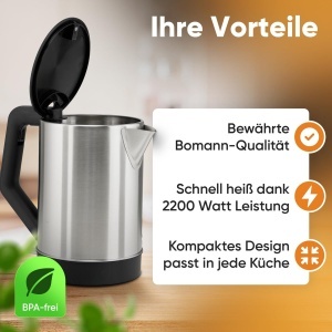 Fierbator electric Bomann WKS 3002 CB, 1.5L, 2200W, BPA-free, Negru - Img 2