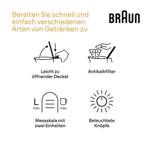 Fierbator electric Braun PurShine WK1500 WH, 1.7L, 2200W, Alb - Img 4