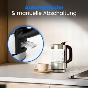 Fierbator ProfiCookr din otel inoxidabil 05 litri albastru iluminat Fara BPA Ceainic mic 1100W Ceainic de calatorie Carcasa din sticlaotel inoxidabil  - Img 7