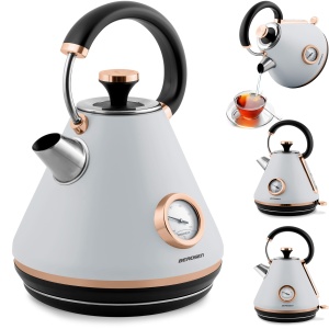 Fierbator retro cu termometru, 1.7L, 2200W, gri