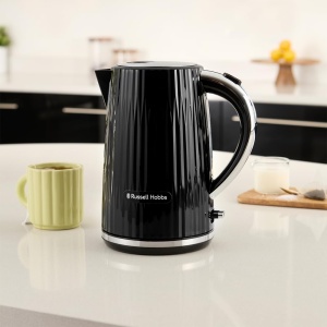 Fierbator Russell Hobbs [1,7L 2400W] Eden Black, accente din otel inoxidabil (filtru de var detasabil, deschidere capac prin simpla apasare a unui buton, indicator de nivel al apei, comutator luminos, fara BPA) Ceainic 27361-70 - Img 2