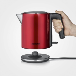 Fierbator SEVERIN 1 L, ceainic electric, filtru de calcar, deschidere XXL, puternic si compact, 100% fara BPA, 2.400 W, otel inoxidabil, rosu, WK 3427 - Img 9