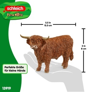 Figurina Bovine Schleich Hochland Bulle 13919, 14 x 6 x 8 cm, Detaliu Realist - Img 5