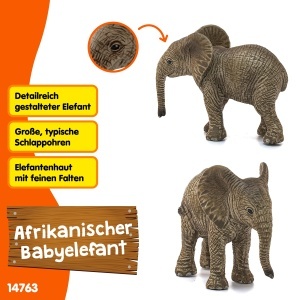 Figurina Elefant Baby Schleich WILD Life 4 x 7 x 6 cm, Detaliu Realist - Img 2
