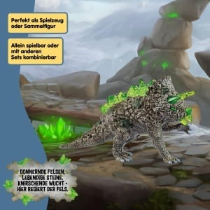Figurina schleich ELDRADOR Steintriceratops, 7 x 17 x 10 cm, 3 hornuri cristal - Img 6