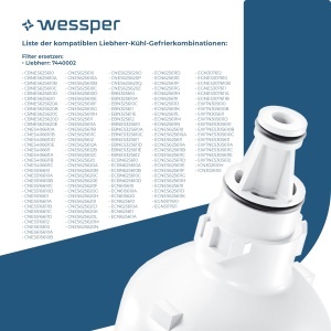 Filtru de apa Wessper pentru frigider, cartuse de filtrare de apa compatibile cu frigiderul Liebherr, inlocuitor pentru filtru 7440002 7440000, filtru de carbune activ "BPA FREE" - 2 bucati - Img 4