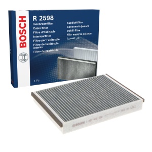 Filtru de interior BOSCH 1987432598 cu activ carbon, 250mm x 202mm x 36mm