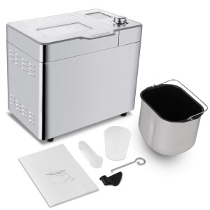 Filtru de paine de 550 W, COOCHEER Baking Master cu 25 de programe, Filtru de paine din otel inoxidabil complet automat cu functie de sincronizare de 13 ore, argintiu