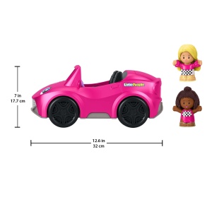 Fisher-Price HJN53 - Set de joaca decapotabil Little People Barbie, masina de jucarie pentru a impinge cu sunete si muzica, include 2 figurine de jucarie, jucarii pentru copii de la 18 luni - Img 5