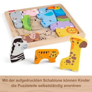 Fisher-Price JFG10 Puzzle din Lemn 2-in-1 pentru Copii Sortare Forme si Joc Creativ 13 Piese - Img 5